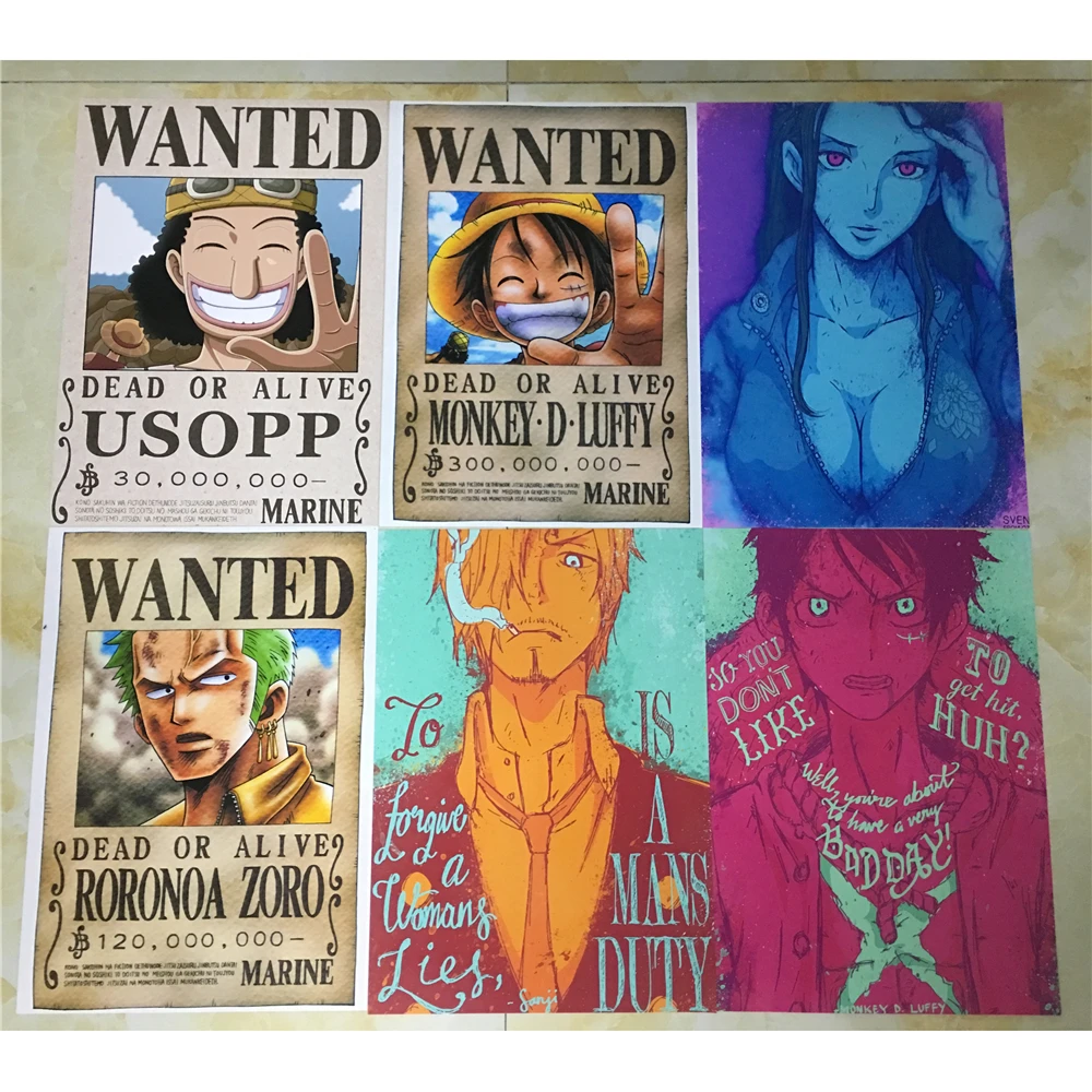 Сдельные постеры Luffy Wanted настенные наклейки белая бумага с покрытием высокое разрешение домашнее украшение домашний арт бренд AN2