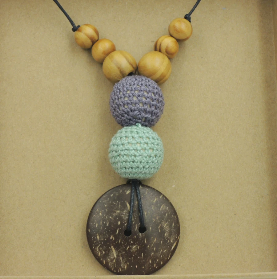 Деревянные сосновые шарики с крючком Кокосовая кнопка мятный синий и серый цвет