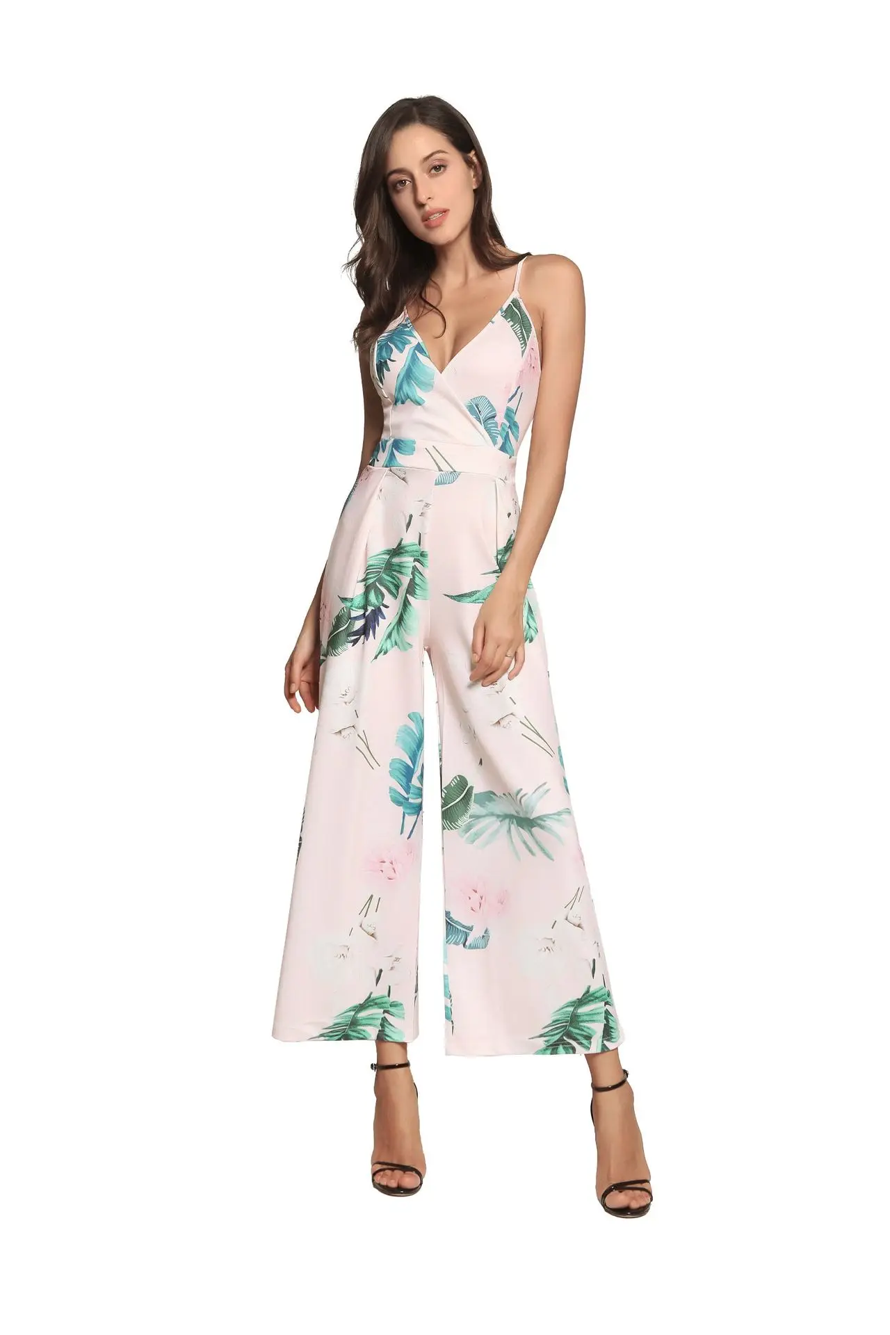 2018 каваи цветочный женский комбинезон Мода Спагетти ремень Длинный Повседневный