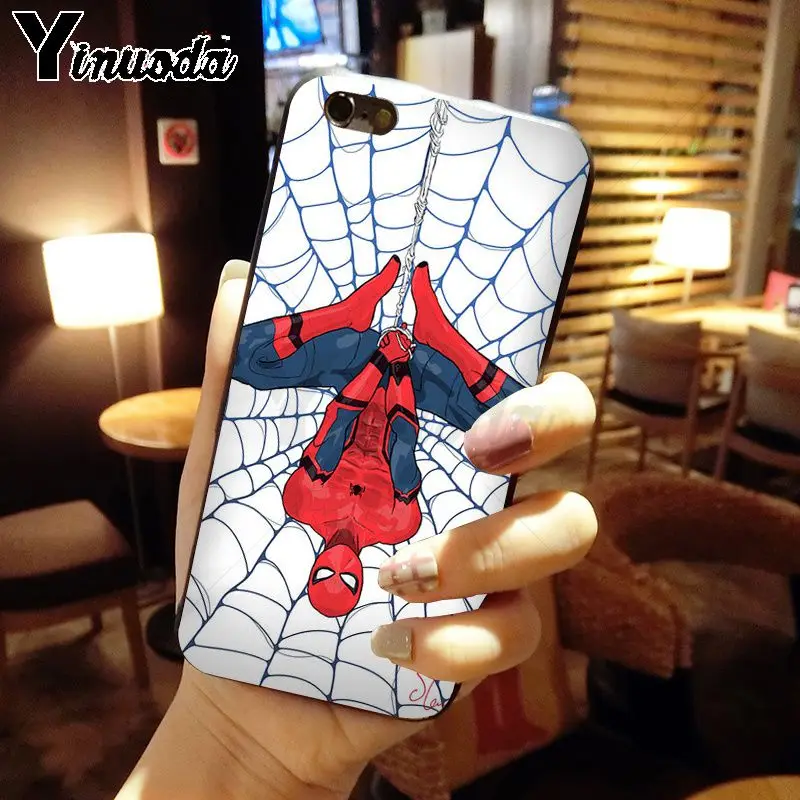 Yinuoda marvel hero Человек-паук DIY Роскошный Высокий протектор на конце чехол для телефона для iphone X XS MAX 5 6S SE 7 8 plus XR мобильный чехол s