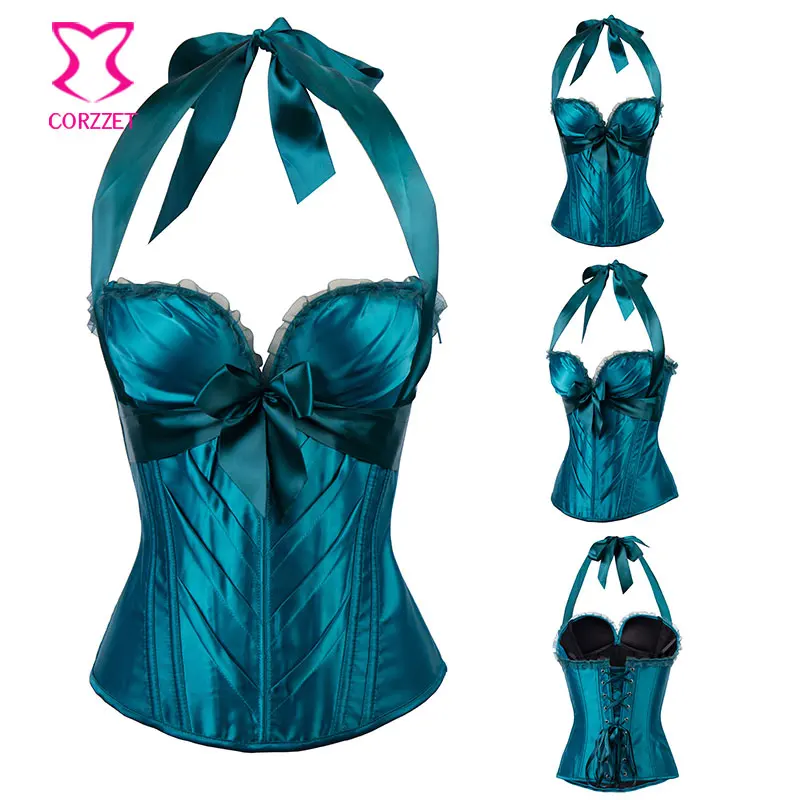 Женский атласный корсет с лямкой на шее размеры до 6XL|women corselet|corsets and bustierscorset plus |