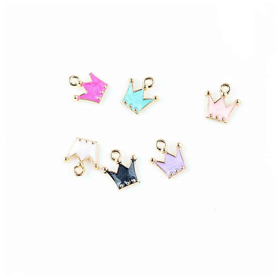 

20pcs/lot 12x12mm Alloy Metal Drop Oil Crown Charms Pendant for DIY Bracelet Necklace Jewelry Making