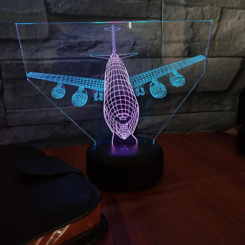Самолет красочный сенсорный зарядка Led 3d лампа подарок для нового авиалайнера 2018