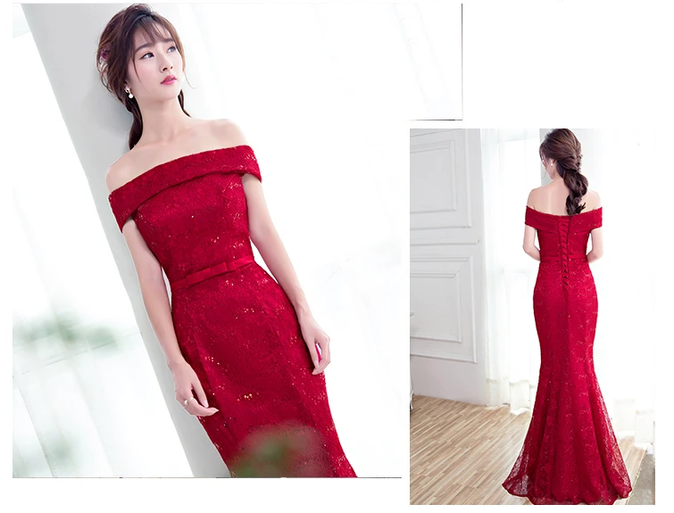 grey women off the shoulder bridesmaid mermaid adult formal dress lace long boat neck gown for wedding new product 2020 | Свадьбы и