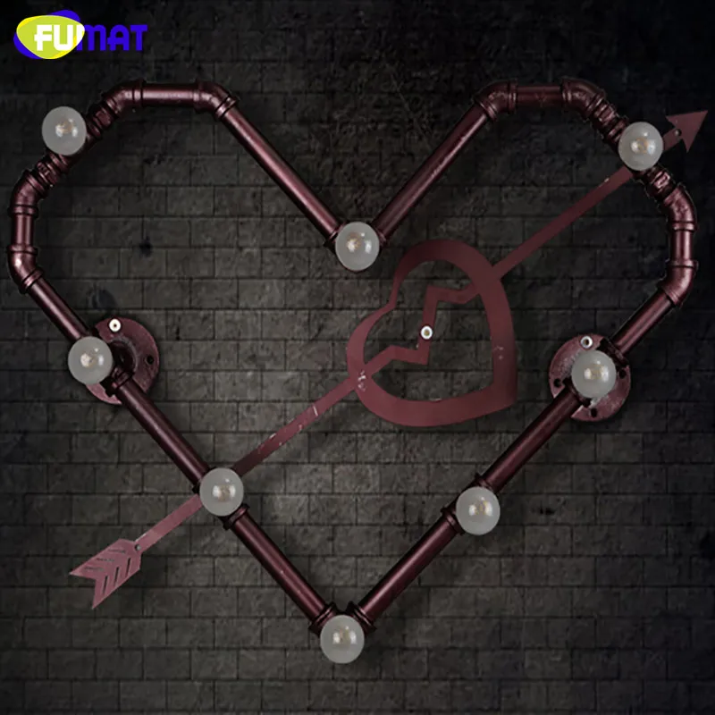 FUMAT Loft American Country Retro Wall Lamps Stairs Aisle Lights for Home Industrial Restaurant Bar Iron Heart Shape Sconce | Лампы и