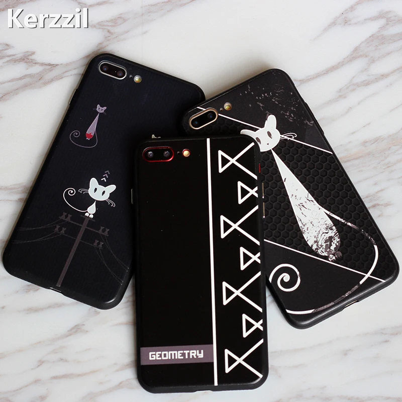 Kerzzil с милым рисунком кота Телефон чехол для iPhone 7 6 s модные синие земли Геометрия