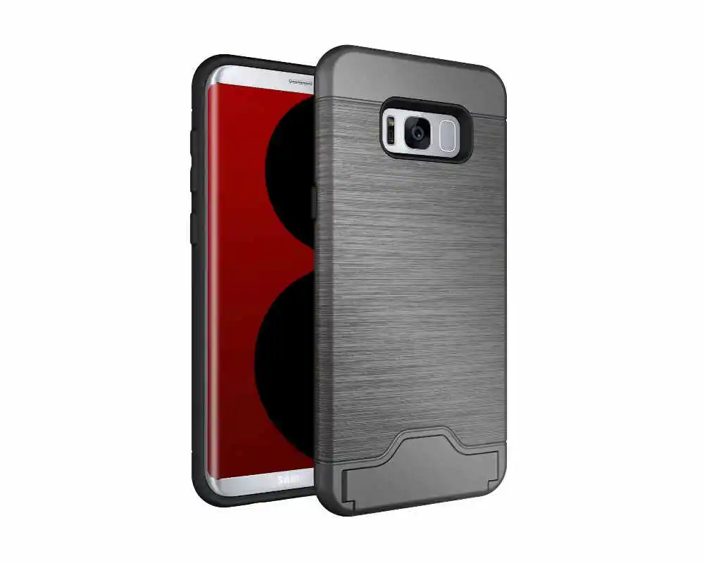 Gray Роскошный гибридный противоударный Satnd чехол для телефона samsung S10 S9 S8 Plus S7 edge A3 A5 A7 A8 чехол карман для кредитных карт скрытый чехол - Цвет: Gray