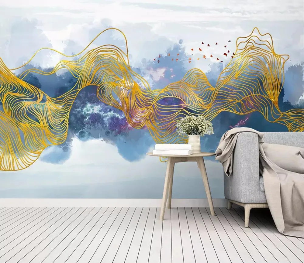

Newest 3D/8d Modern Abstract lines Wallpaper 3D Murals For Living room 3D/8D Wall Murals Decor