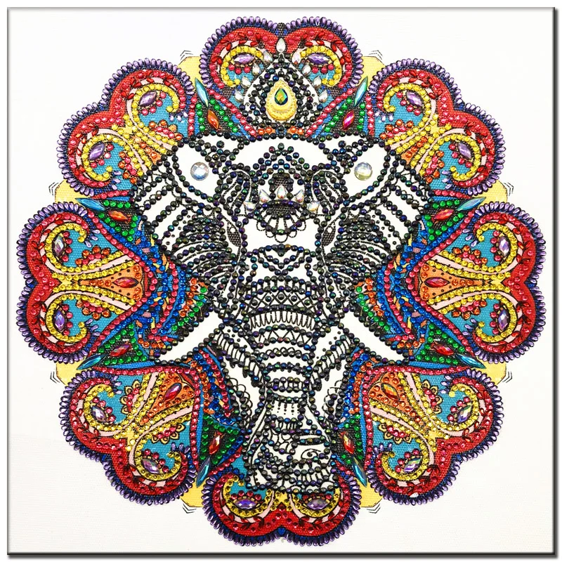 Алмазная вышивка 5D RUBOS для рукоделия алмазная мандалы слона цветов картина