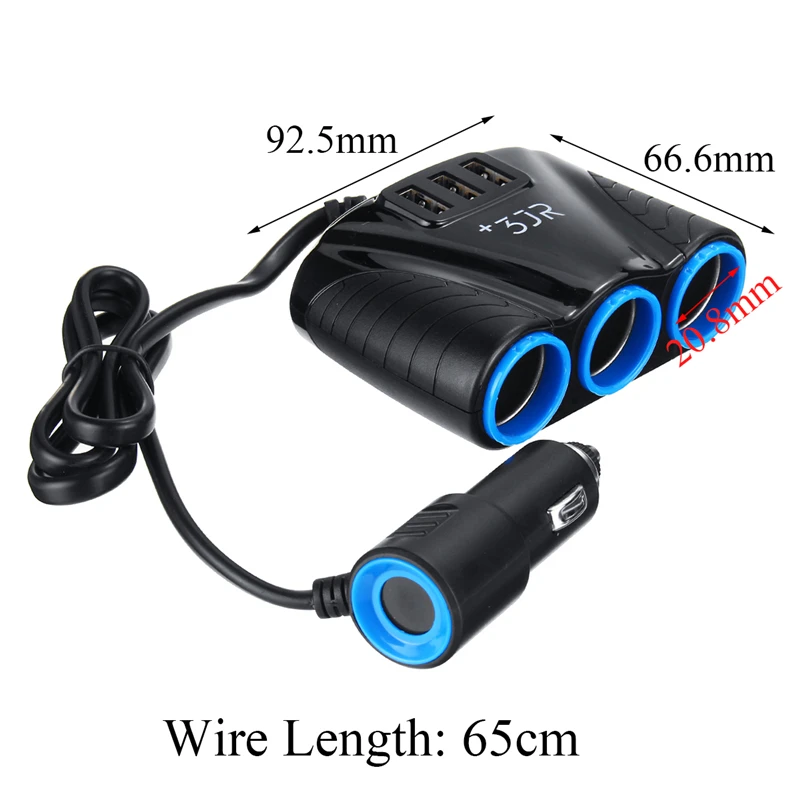 Новинка 3 в 1 автомобильное зарядное устройство сплиттер прикуривателя адаптер