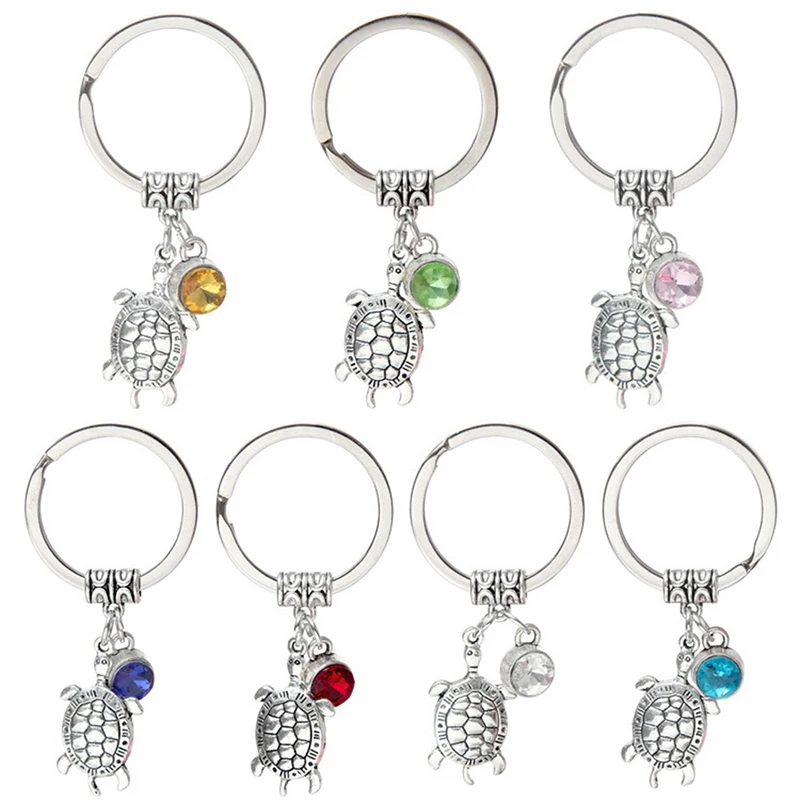Стразы милый брелок с черепахой месяц рождения камень подвеска новая пара для