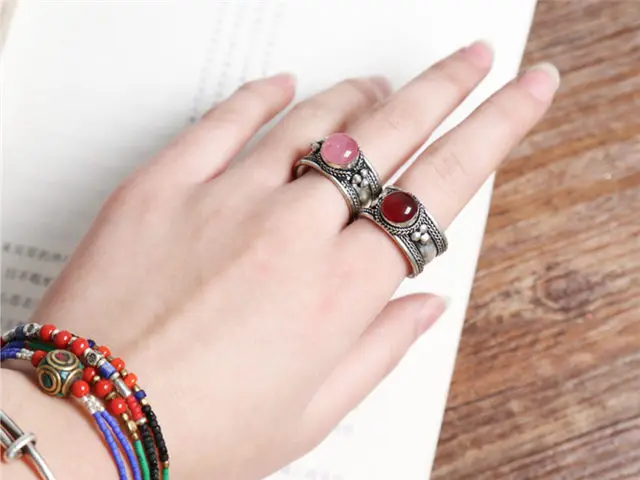 Антикварные винтажные Открытые Кольца для женщин тибетское кольцо с