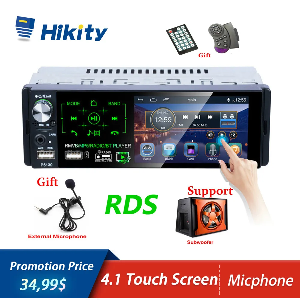 Автомагнитола Hikity RDS мультимедийный MP5 плеер с сенсорным экраном 4 1 дюйма и