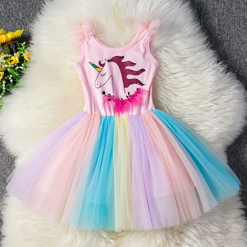 Girls Dresses 2019 Girl Tutu Dress Rainbow Princess Party Toddler Baby Birthday Outfits Children Kids Clothes | Детская одежда и