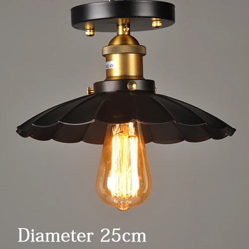 Diameter 25cm Винтажные потолочные светильники для домашнего освещения, светильник с несколькими стержнями из кованого железа, потолочный светильник E27, лампа для гостиной, коридора - Цвет корпуса: Diameter 25cm