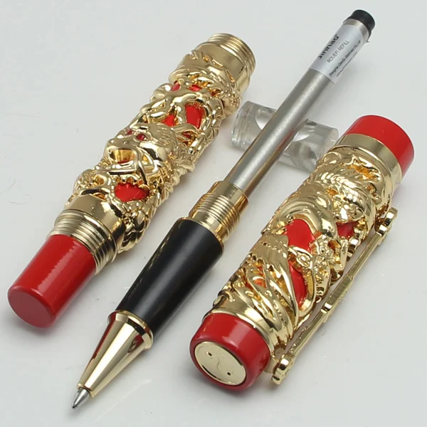 Новейший дизайн Jinhao шариковая ручка с драконом и Фениксом серебристо серого