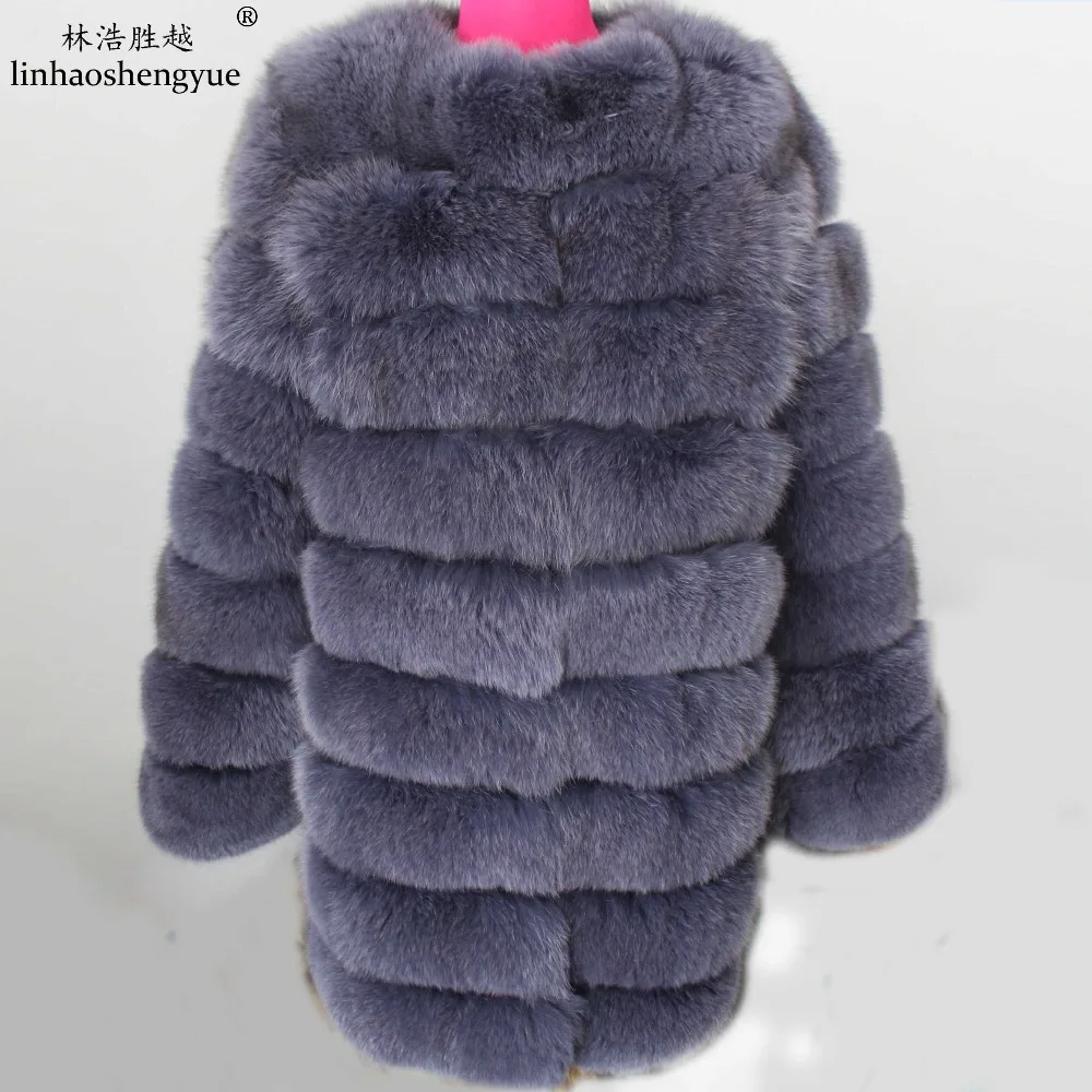 Linhaoshengyue 90CM Longer Section of Natural Real  Fox Fur Coat,Fur  Coat Natural ,Real  Fur  Coat,