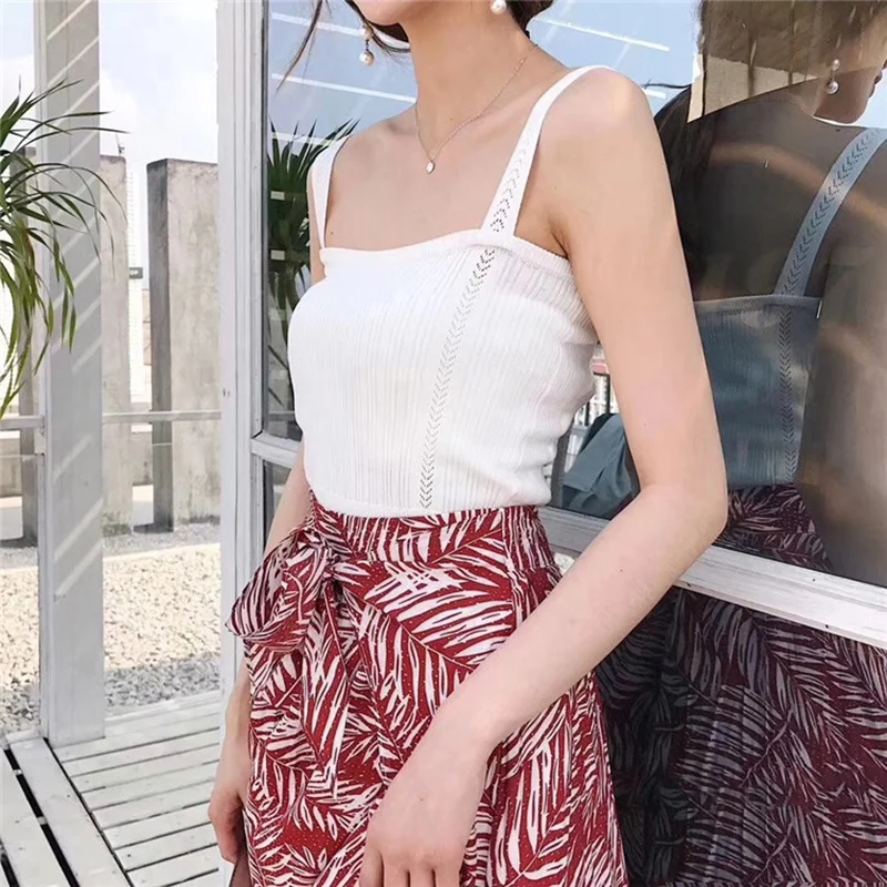 Kawaii Camis/летние топы для девочек, женские короткие пикантные майки, топ на тонких бретельках, ropa mujer, Белый Топ