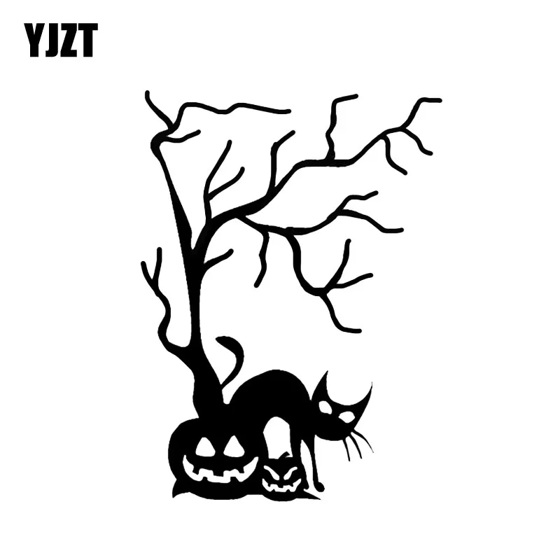 YJZT 10.4*14.2CM Halloween Bat Spooky Tree Cat Pumpkin Vinyl Decor Car Stickers Accessories C12-1045 | Автомобили и мотоциклы