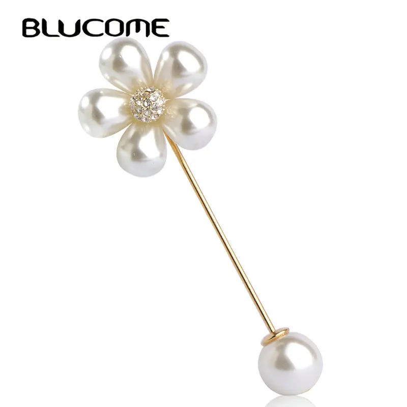 Женская бутоньерка Blucome свадебная брошь в форме цветка с имитацией жемчуга