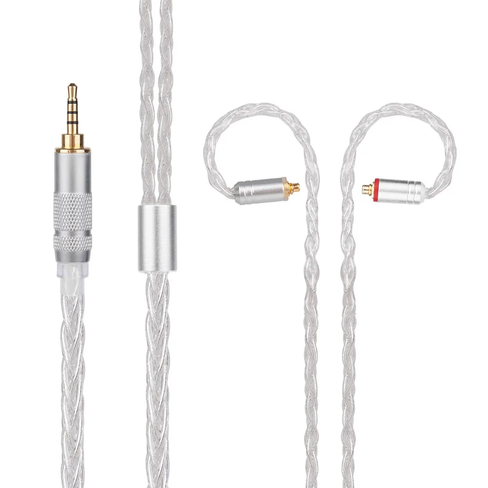 8 штук 3 5 мм 2 4 кабель MMCX для Shure SE215 SE535 SE846 pin ZS10 ZST ZAR ES4 ZS6 наушники посеребренный