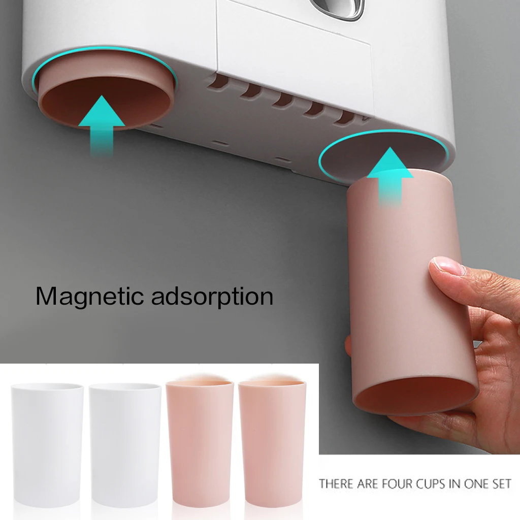 

Bathroom Toothbrush Holder Automatic Toothpaste Dispenser Holder Toothbrush Wall Mount Rack Bathroom Accessories Tools Set J19