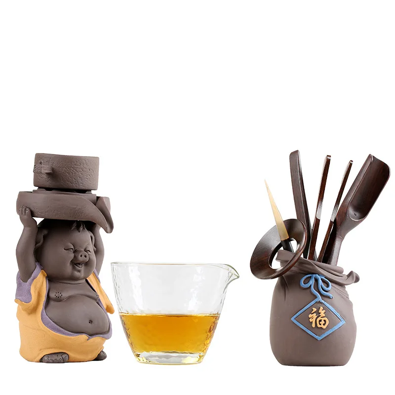 Фиолетовый песок статуя свиньи Чайный фильтр фильтрация кофе чайная чашка