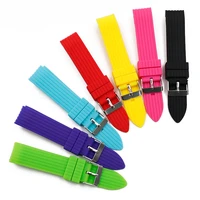 mens silicone strap 20mm pin buckle watch accessories sports waterproof rubber strap female bracelet watch band