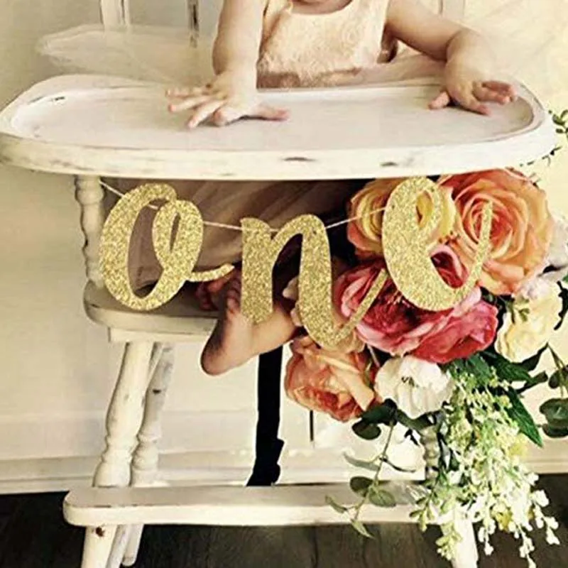 Баннер с золотыми блестками для маленьких принцесс мальчиков и девочек первого