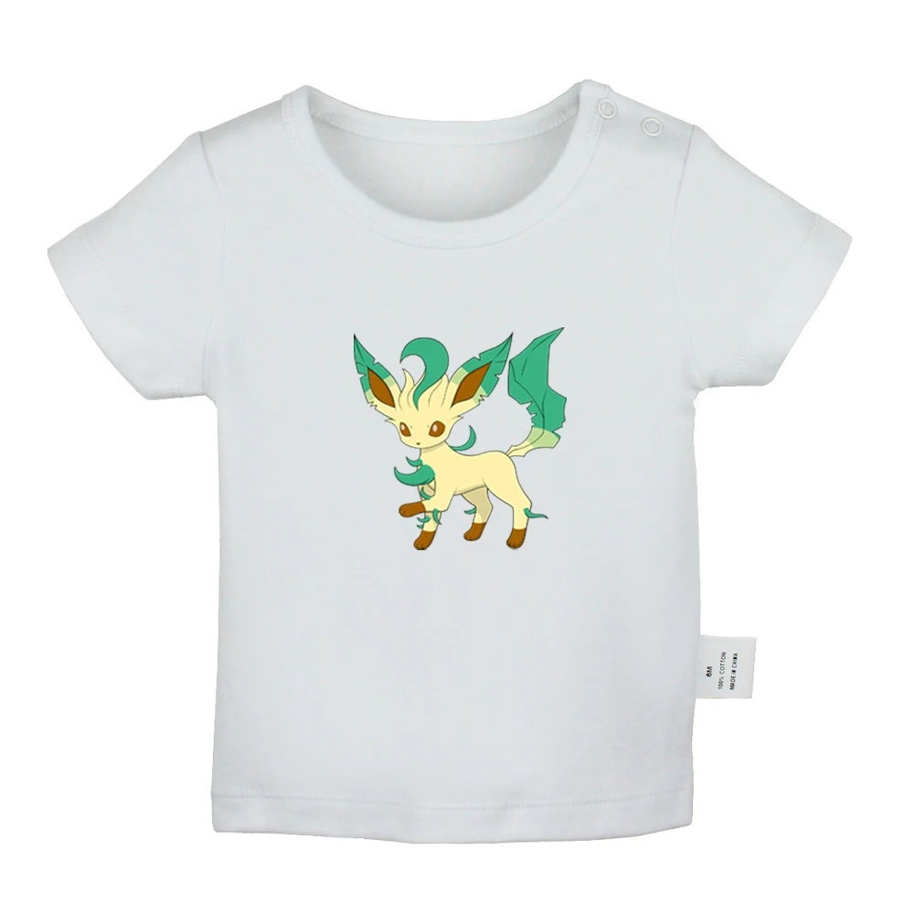 Милый мультяшный Покемон Umbreon Sylveon Leafeon белые и серые футболки для новорожденных