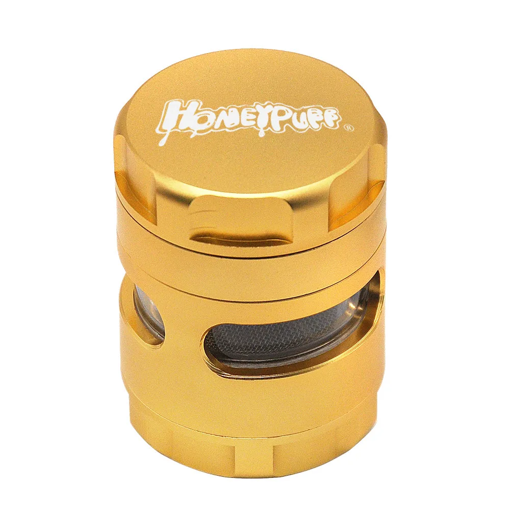 

HONEYPUFF Window Style Aluminum Herb Grinder 50MM/61MM Metal Tobacco Grinder Spice Crusher