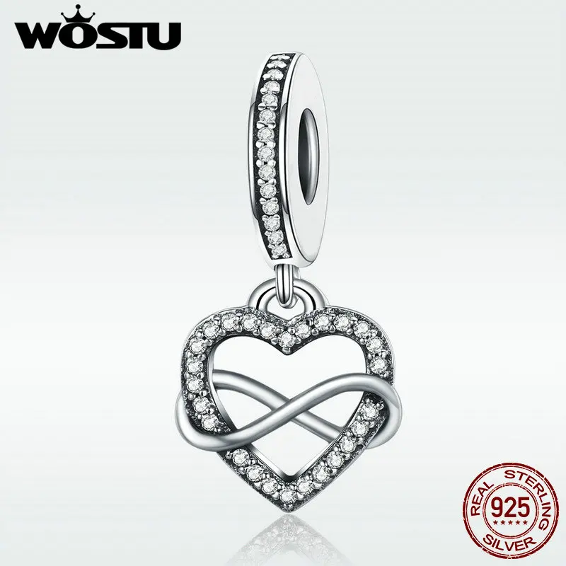 WOSTU New Design 925 Sterling Silver infinite Love Dangle Bead Fit Original WST Charm Bracelet Pendant Jewelry Gift DXC261 | Украшения и