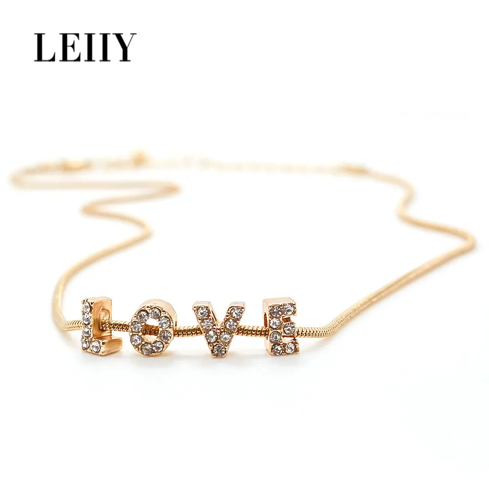 LEIIY Изысканный Кристалл Rhinestone Любовь Цепочки и ожерелья для Для женщин цепочки