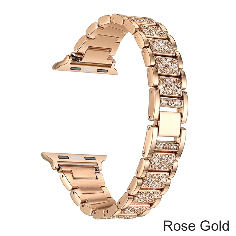 Розовое золото Essidi For Apple Watch Series 5 4 3 2 1 Smart Bracelet Strap 38 40MM 42 44MM Stainless Steel Wrist Strap Band For Iwatch Clasp - Цвет: Розовое золото