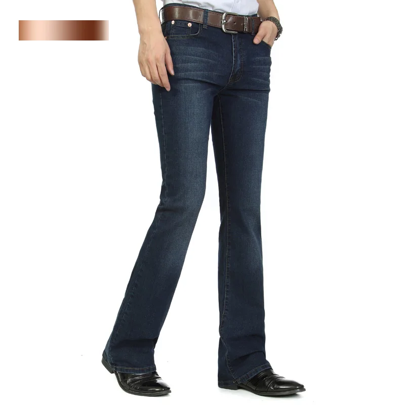 Новинка 2019 мужские повседневные синие джинсы в стиле Smart Bootcut деловые