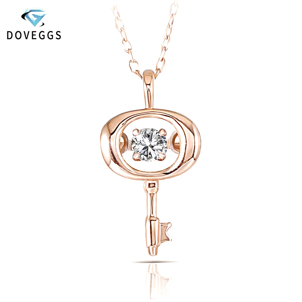 DovEggs 10K розовое золото в центре 0.1ct карат бриллиантовый кулон ожерелья для женщин