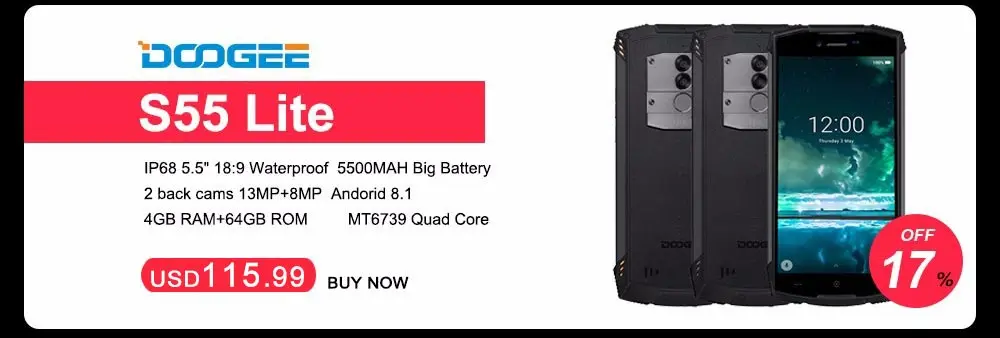 Doogee S70 прочный игровой мобильный телефон IP68 Водонепроницаемый 5500 мАч 6 ГБ+ 64 ГБ 5,9" 18:9 Восьмиядерный Android 8,1 беспроводной зарядный смартфон