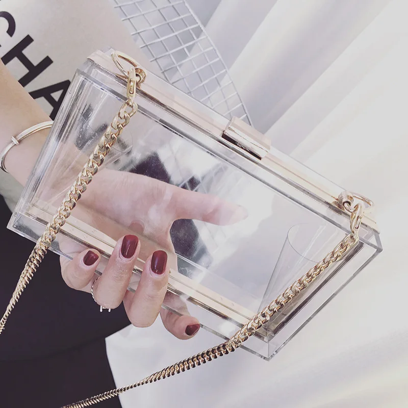 It's Yiiya 2018 Pink Black Women Acrylic Handbags Fashion Designer Chains Messenger Bag Shoulder Handbag GW8079 | Багаж и сумки