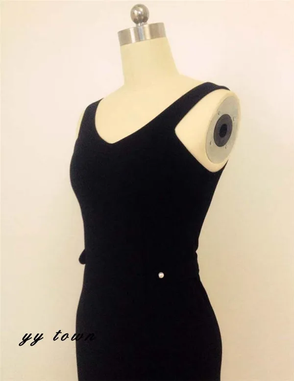 

Vintage retro 50s 60s dresses black V neck sexy elegant with belt bodycon slim party vestidos women wear