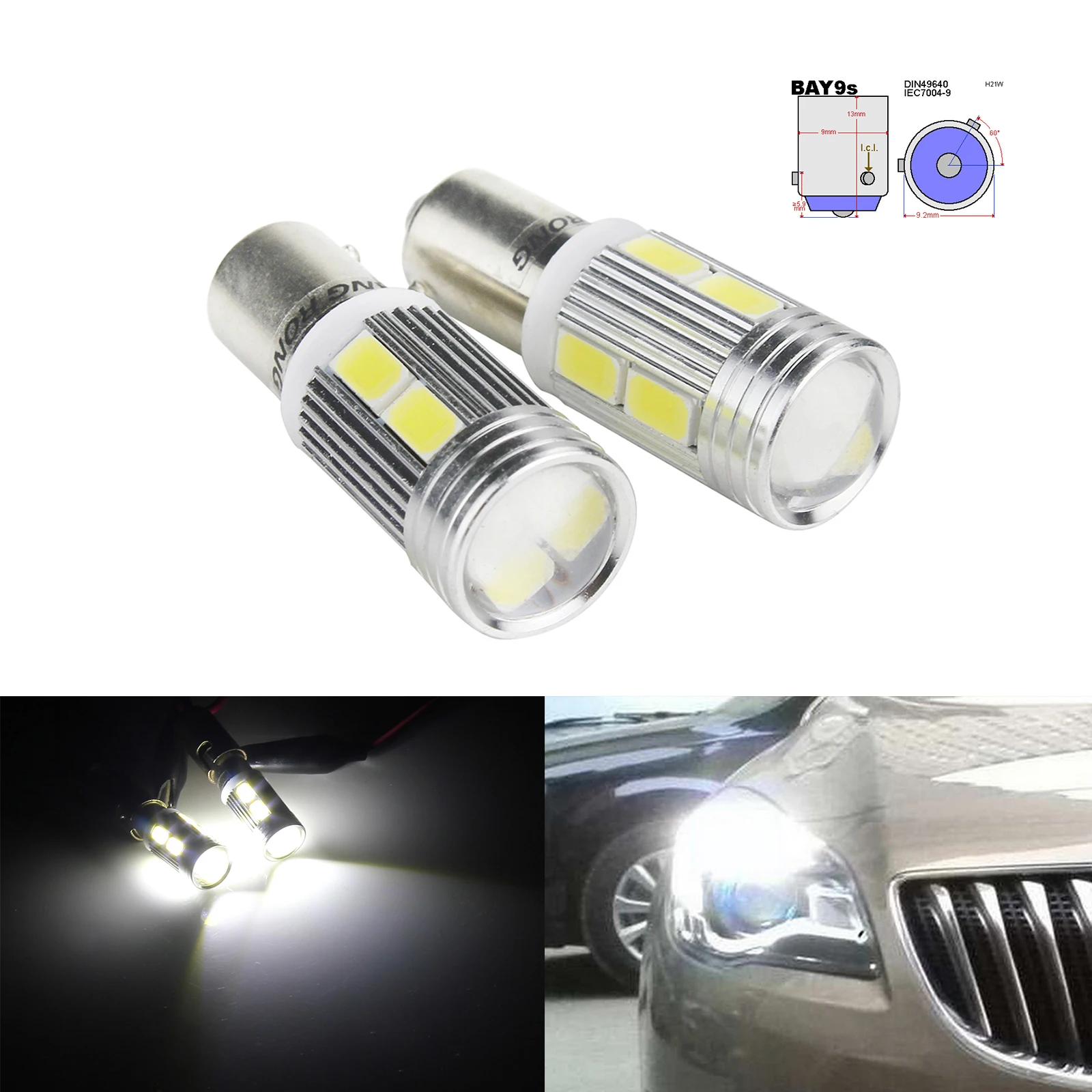 ANGRONG 2 шт. BAY9s H21W 10 SMD светодиодный индикатор фонарь заднего хода лампа белого цвета