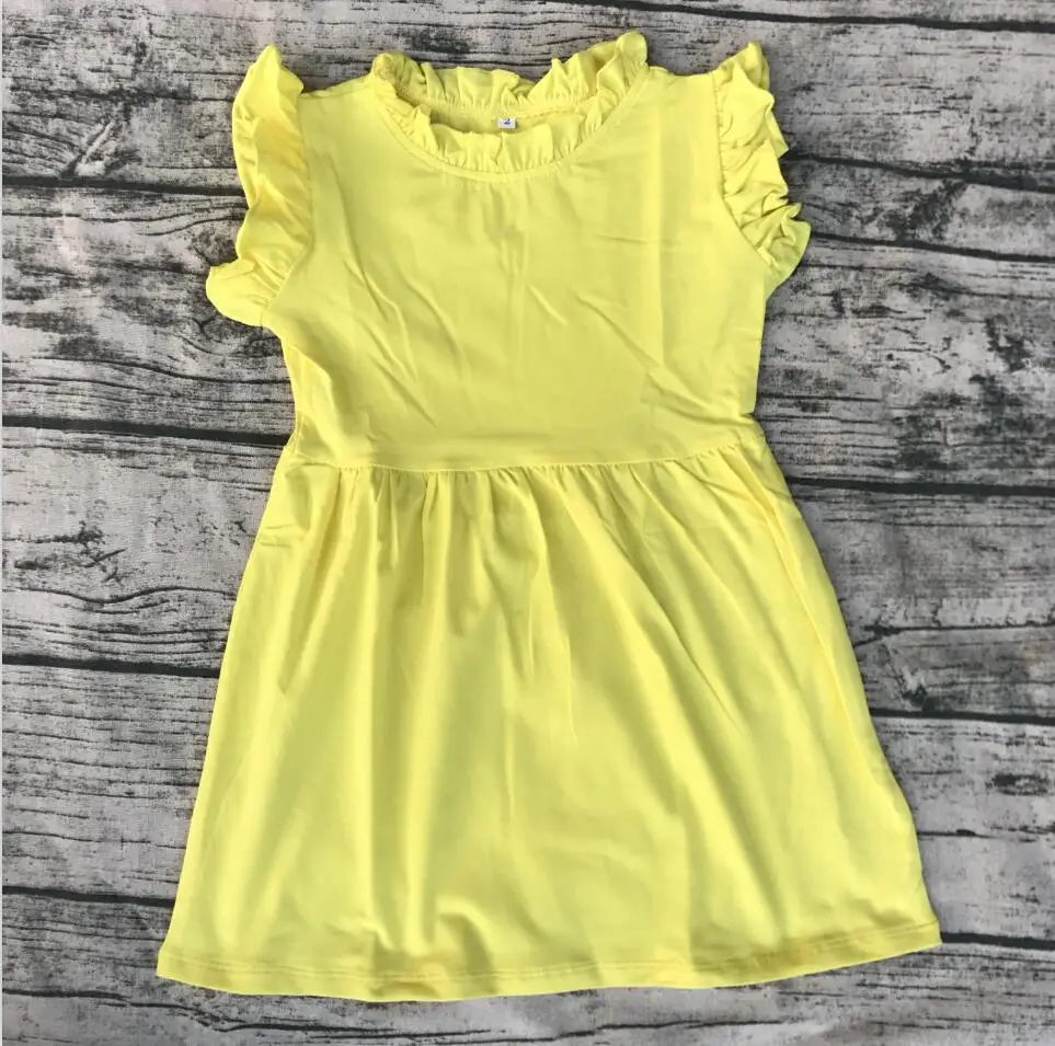 color story girls t shirt Casual wear little princess beautiful outfits for baby kids Pompom Flutter ruffle Sleeveless Dress | Детская
