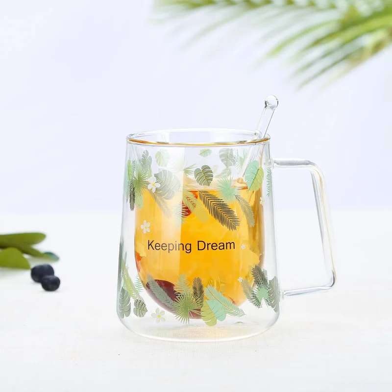2 шт креативные стеклянные боросиликатные двойные чашки для сока ins ветряная