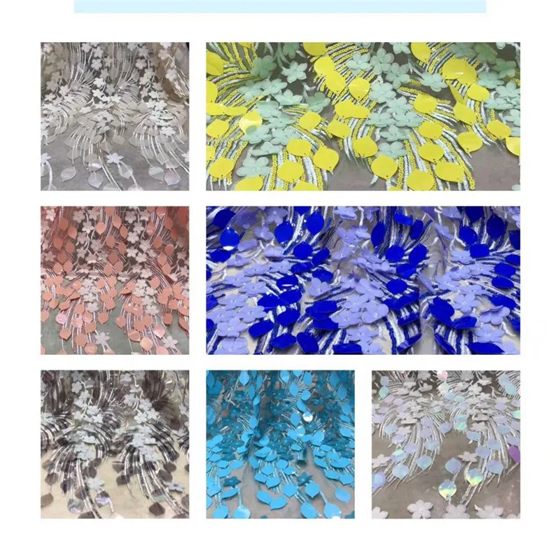 

New Style African Lace Fabric 2019 High Quality Lace 3D Flower Lace Fabric Embroidery lace Trim 1 Yard For African Bridal Dress