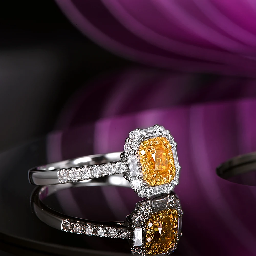 CaiMao 14KT/585 Белое золото 0.81ct натуральный бриллиант обручальное кольцо ювелирные изделия