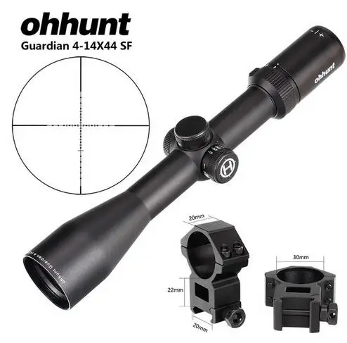 with dovetail rings Ohhunt Guardian 4-14X44 SF Охотничья винтовка 30 мм Труба боковая Parallax тактические оптические прицелы с крышкой KillFlash и кольцами для крепления - Цвет: with dovetail rings