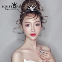 himstory new full rhinestones swallow tiaras crowns bridal wedding hair accessories jewelry pageant swallow hairpins headpiece