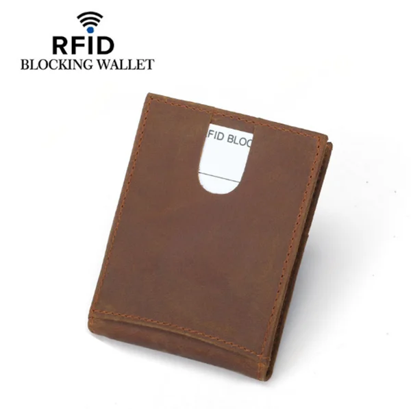 Bisi Goro Мужской зажим для денег натуральная кожа винтажные кошельки Crazy Horse RFID блокирующие кошельки Crazy Horse кожа - Цвет: brown FM108