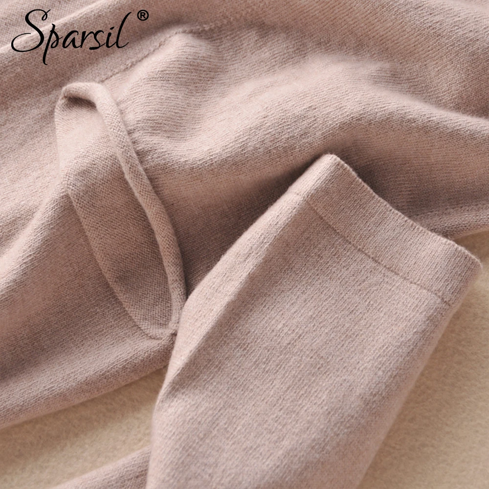 Sparsil Для женщин осень шерсть длинная Кардиганы для однотонные вязаные сторона Ил