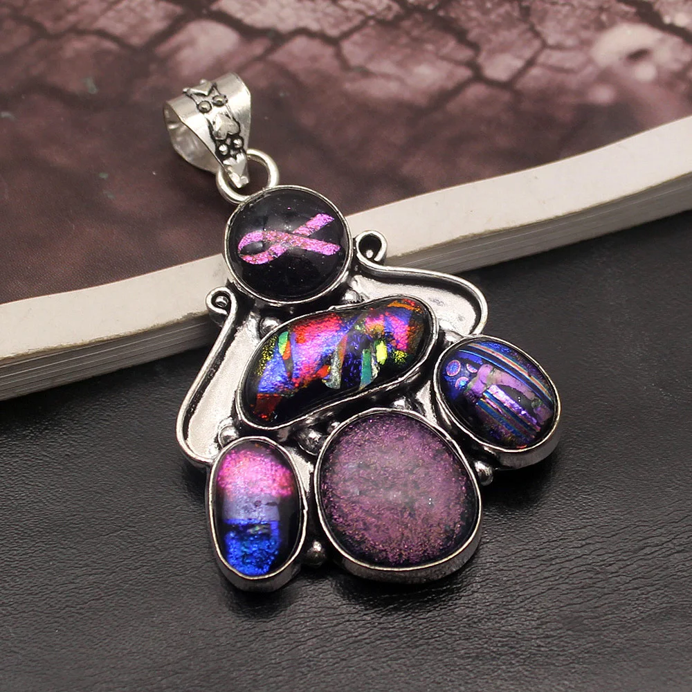 Hermosa элегантное винтажное двухцветное стекло ручной работы ожерелье из