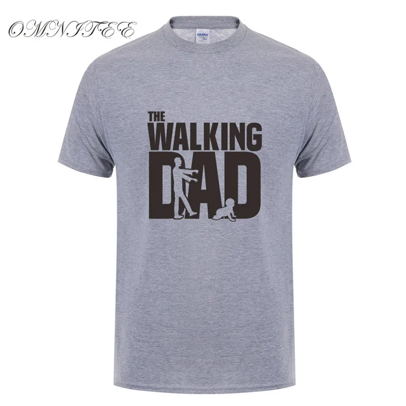 Omnitee Walking папа футболки для мужчин Топ на каждый день хлопок Father's Day с короткими